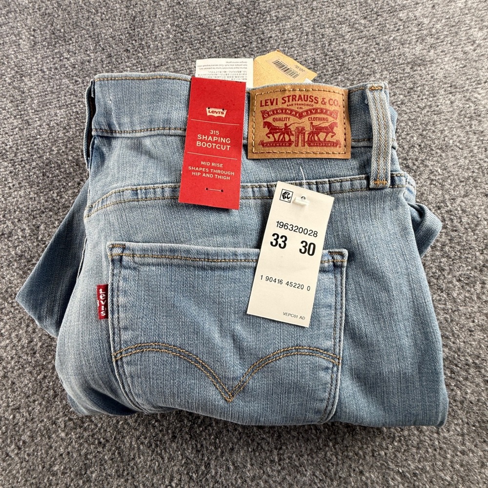 Levis 315 Shaping Bootcut Jeans Light Wash Blue Mid Rise 33x30 NWT US 16